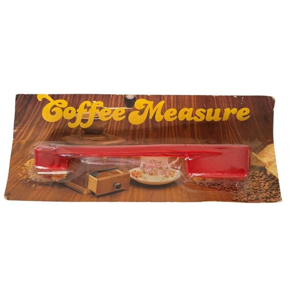 Vintage Red Plastic Coffee Measuring Spoon With Original Packaging - Picture 1 of 5